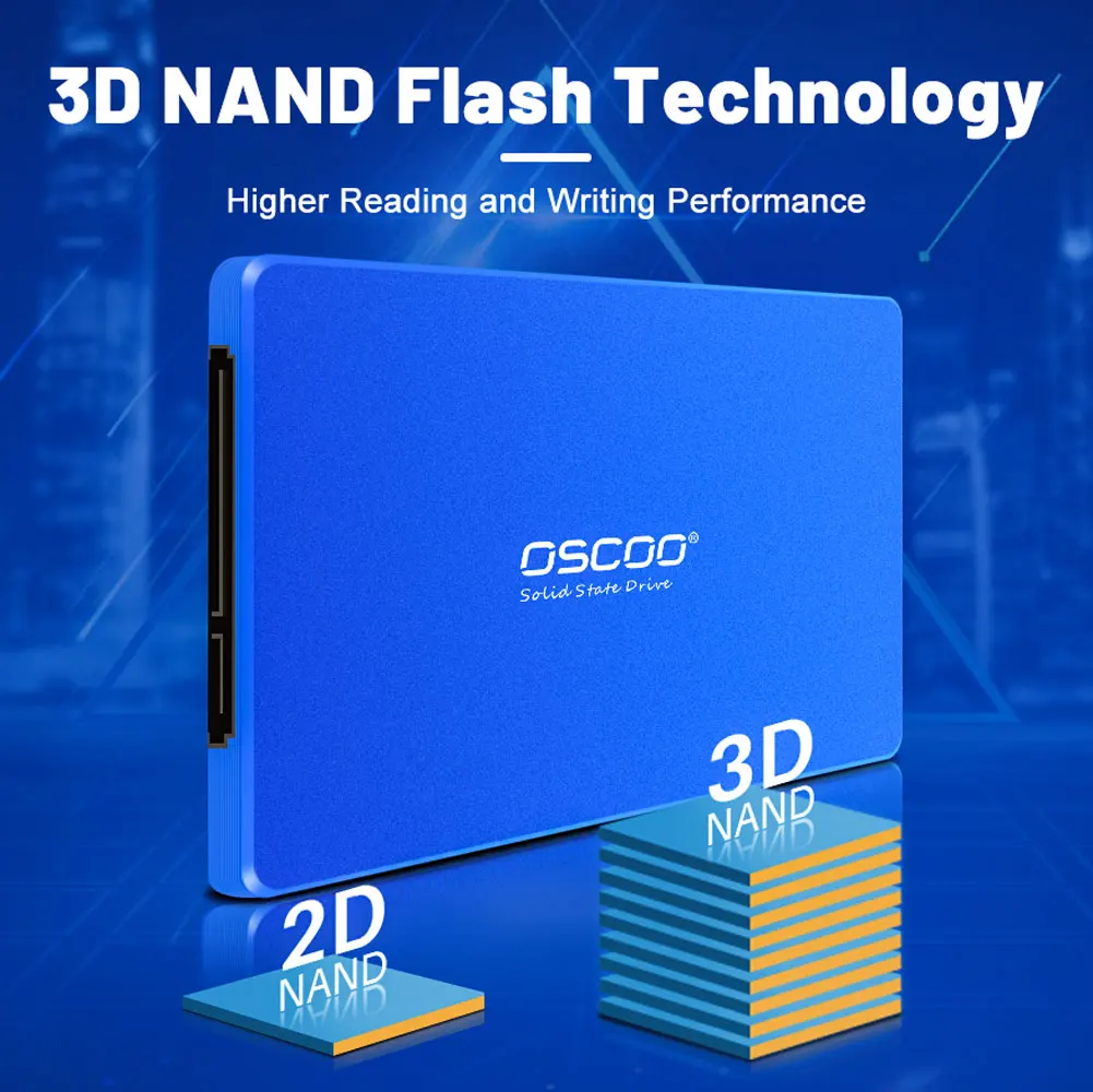 OSCOO-Disque dur interne SSD, SATA 3, 128 pouces, avec capacité de 256 Go, 512 Go, 2.5 Go, 1 To, pour ordinateur portable et de bureau