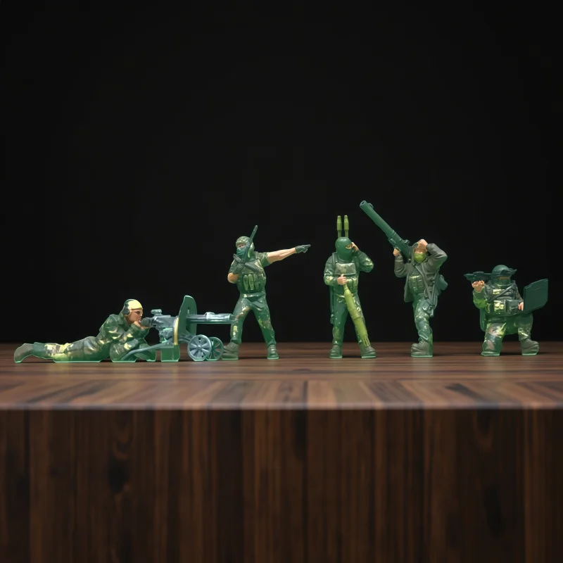 1:64 Soldati in resina Modello di stampa 3D Mitragliatrice pesante Artiglieria Razzo Action Figures Accessorio di scena fai da te in miniatura