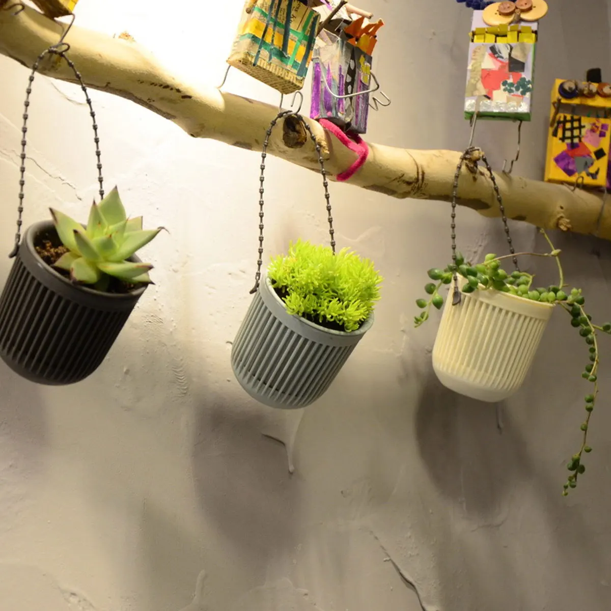 

3 Pcs Leak-proof Flower Pot Hanging Succulent Planter Nursery Green Plants Decorative Garden