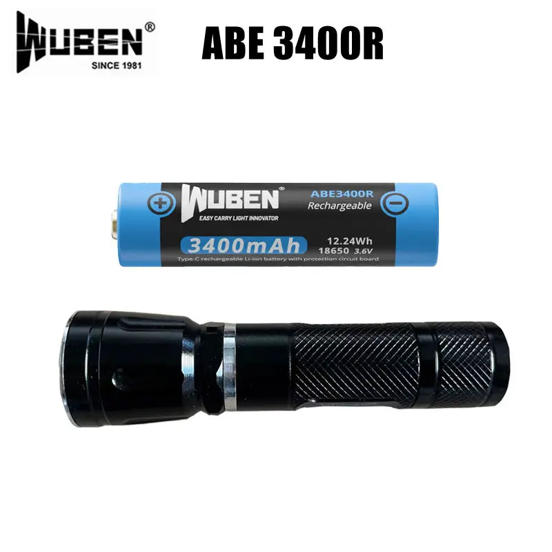 WUBEN ABE3400R wiederaufladbar Typ C für WUBEN X4 Taschenlampe C3 Taschenlampenzubehör 3400 mAh