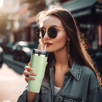 10,5palcová duhová opakovaně použitelná náhradní brčka z tritanového plastu pro Stanley o objemu 16 oz, 20 oz a 30 oz, sada 10 kusů s čisticím kartáčkem 6 nejlepší prodej Yeti 30 oz sklenice - №6