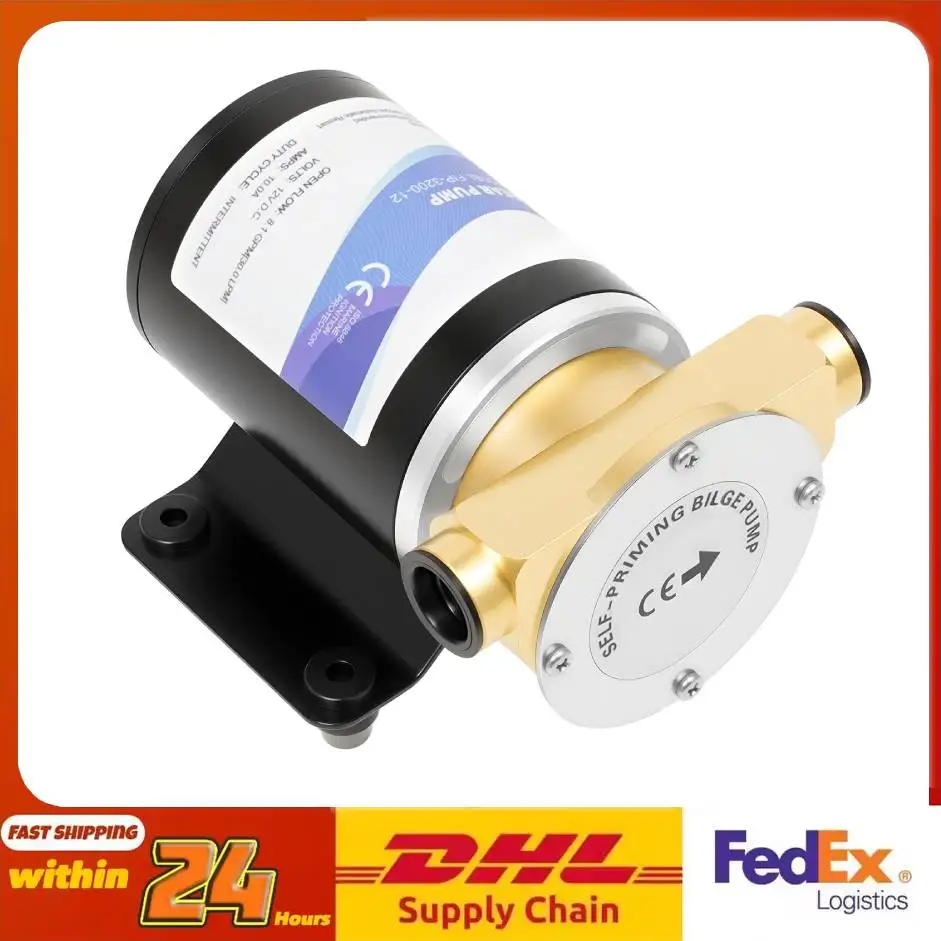 Pompa a ingranaggi elettrica 12V 30L/min Pompa acqua 6 GPM Ingresso 24mm Uscita Pompa autoadescante Raffreddamento del motore Pulizia del ponte Yacht