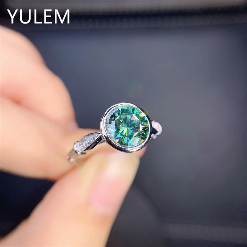 

YULEM 2CT Radiant Cut Moissanite Engagement Ring Blue VVS Diamond Engagement Ring Sterling Silver Wedge Ring