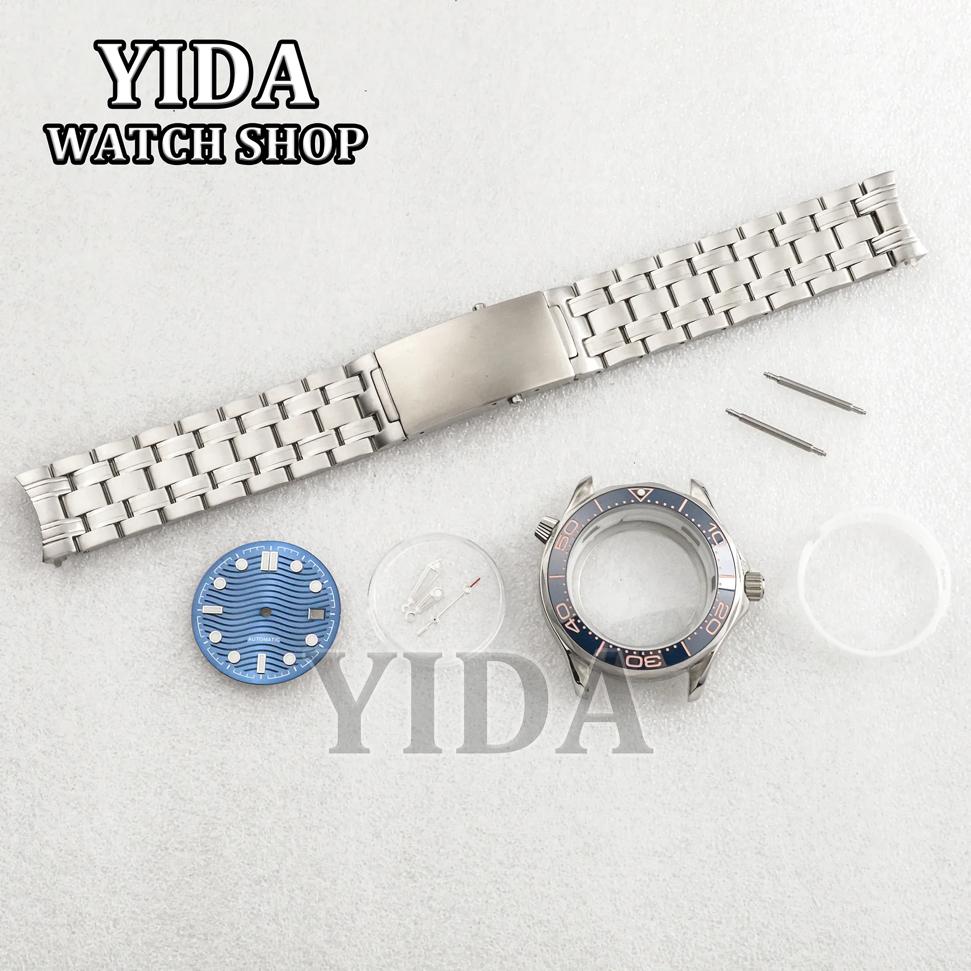 

For Seamaster 300 Case Bracelet Green Luminous 31mm Dial Hands Bezel Ring Cover Stainless Steel 41MM MOD Case fit NH35 Movemnet