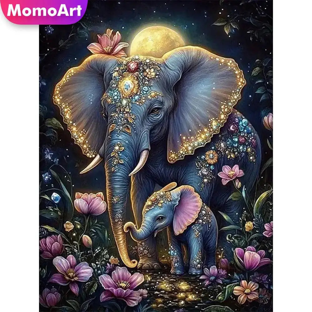 Momoart Elephant Diamond Painting Animal DIY Picture Of Rhinestones Diamond Mosaic Flower Cross Stitch Child Gift
