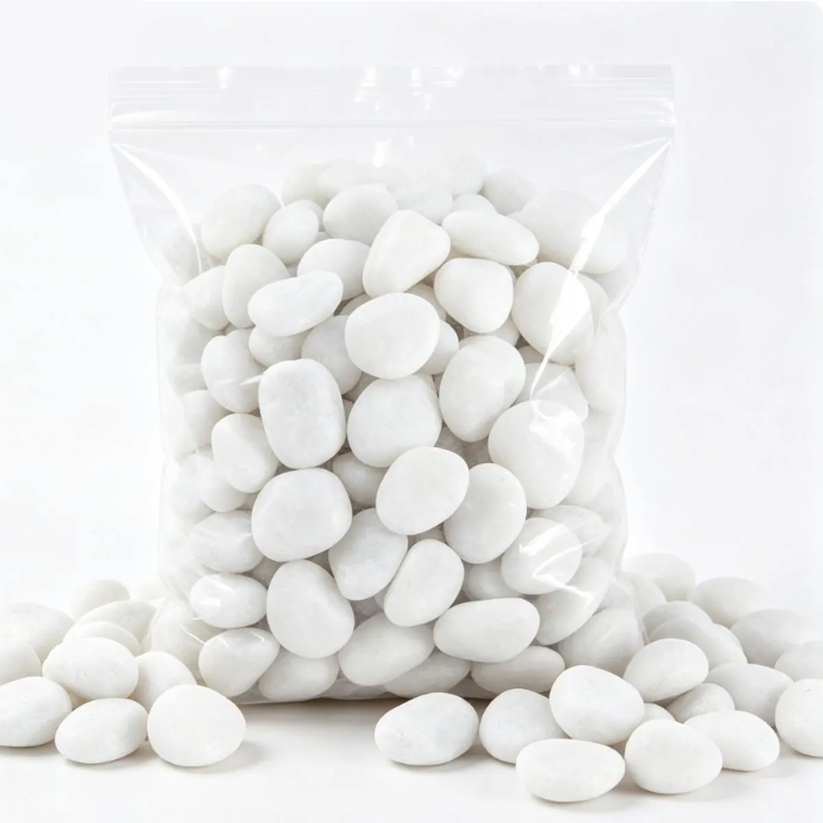 350g High Polished White Natural River Pebbles 2-3cm Smooth Decorative Stones, Landscape Gravel for Plant Vase Filler  ZSY