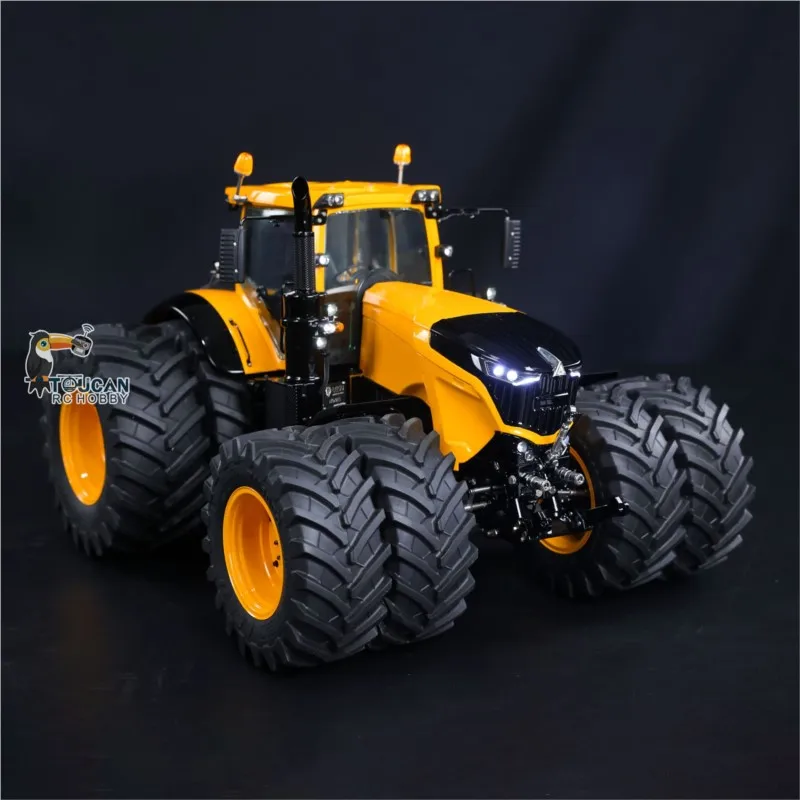Metalowy ciągnik hydrauliczny LESU AOUE RC w skali 1/14, lekki dym, dźwięk FT, sterowany radiowo, samochód rolniczy, zabawka na zewnątrz z blokadą.