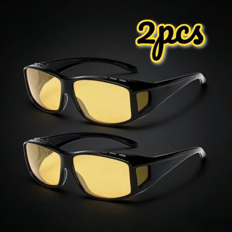 2‑Pack Light‑Weight Sport Sun Glasses, Black Frames and Transparent Yellow Lenses, Suitable for Daily and Outdoor Activities