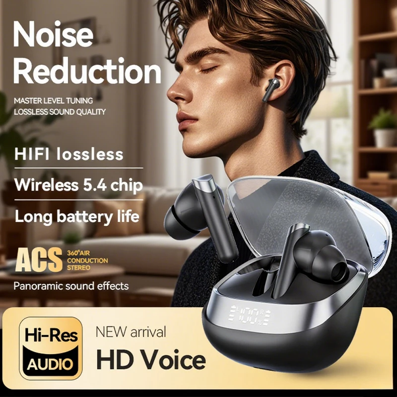 M83 Wireless Bluetooth 5.4 Earbuds ANC Earphones Realtime Adaptive Headphones Hi-Res IP55 Waterproof, LED Display Charging Case