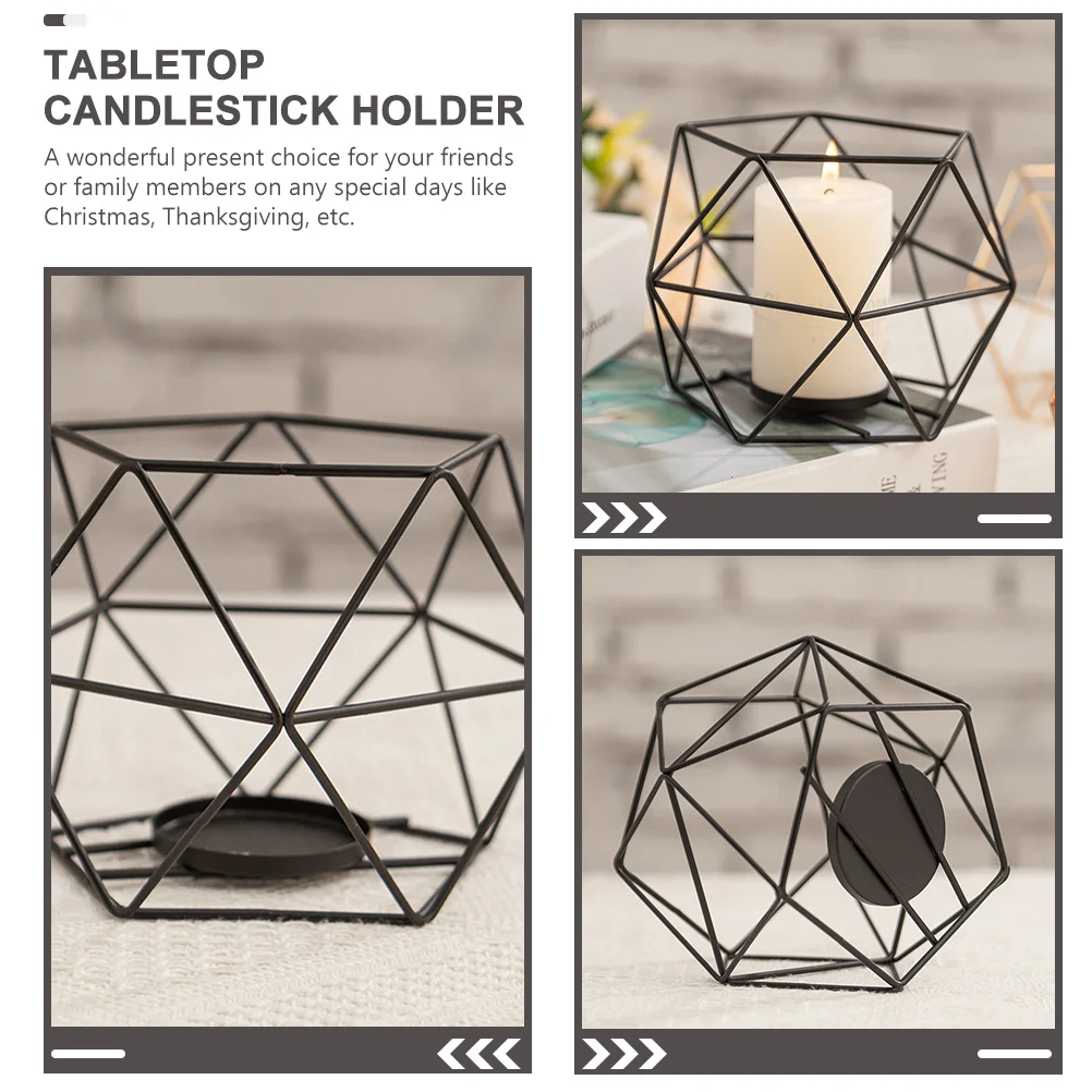 Geometric Iron Holder For Table Decor Tea Light Stand Modern Style Desktop Ornament Wedding Centerpiece Metal