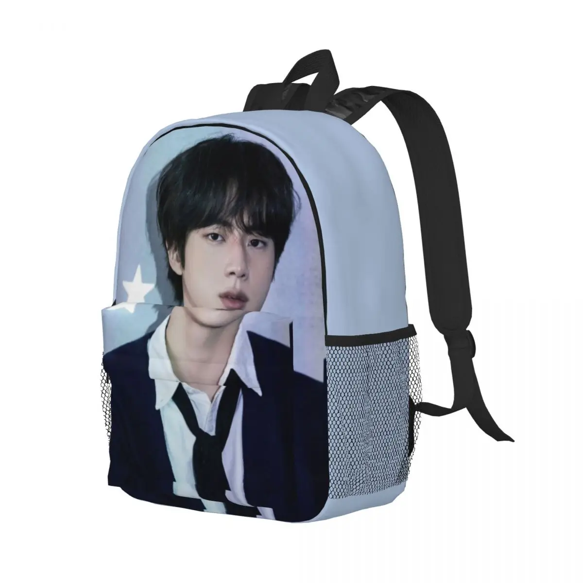 Popular-KPOP-Like-RM Novo padrão elegante bolsa escolar estampada mochila leve de 15 polegadas