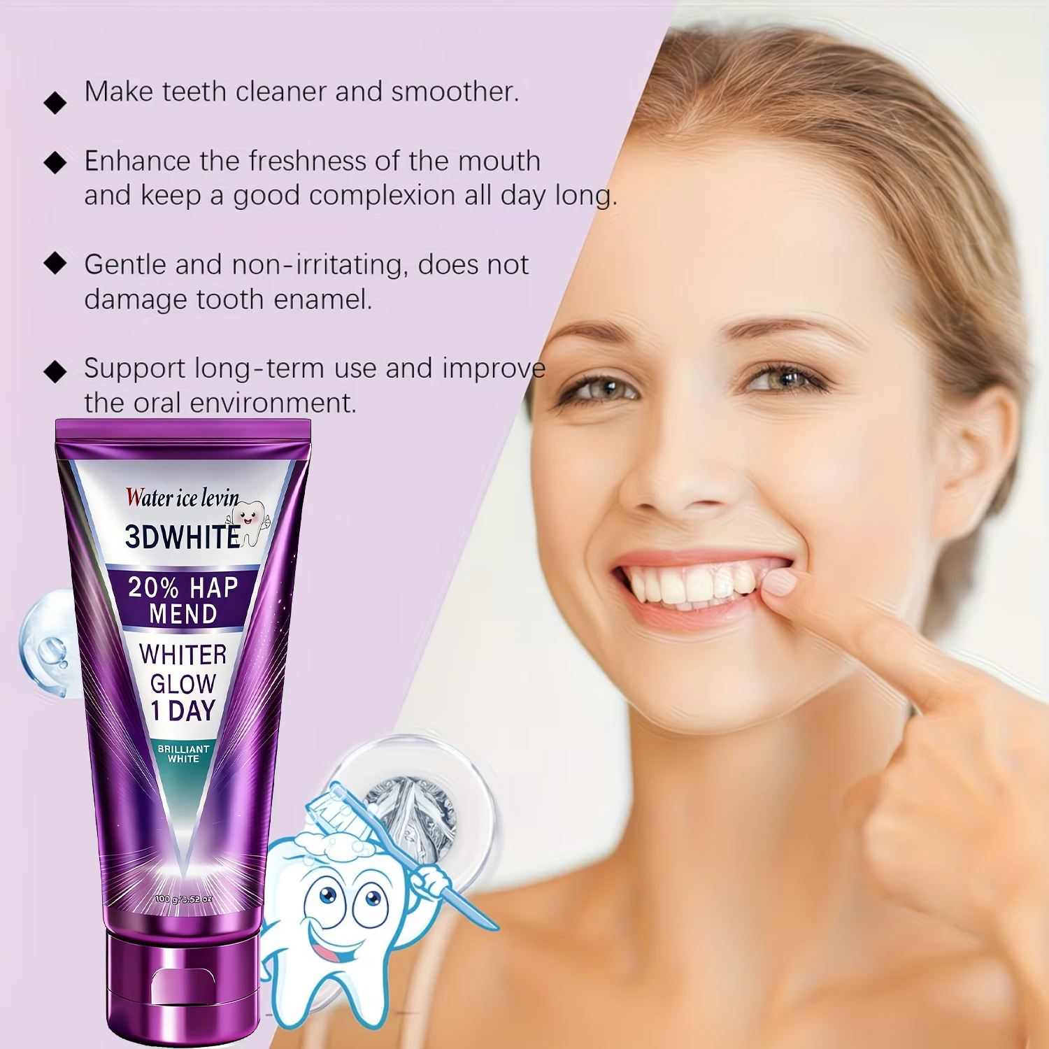 20% HAP 3D White Toothpaste - - Teeth Whitening Foam ulasan dan harga