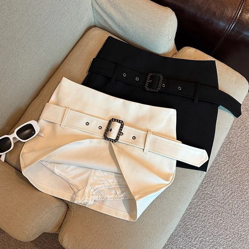 Sexy High Waist Suit Mini Skirt Women Summer Korean Wrap Hip Short Skirts Woman Fashion with Belt Office Pencil Skirt Ladies
