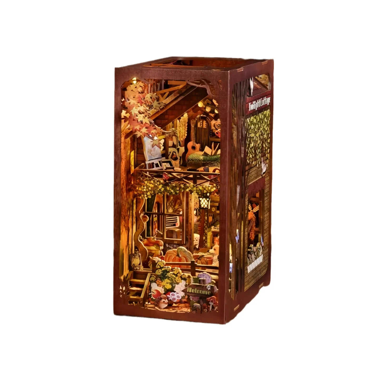 Cabin Book Diy Handmade Assembled Wooden Building Blocks Three-Dimensional Puzzle House Model Gift for Ages 14+ SL07