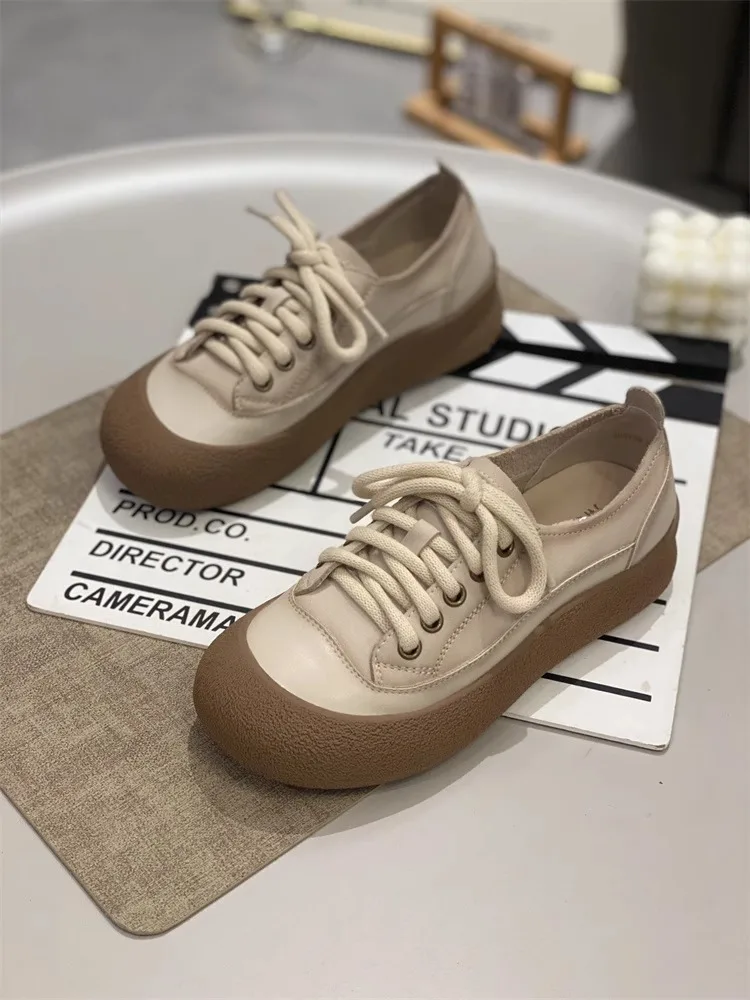 Weiche Lederschuhe mit dicker Sohle, die die Körpergröße optisch erhöhen, vielseitige Canvas-Schuhe, neuer Herbststil, bequeme, weiche Sohlen, Freizeit-Sportschuhe. – Detail 4