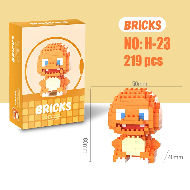 Gengar Spielzeug-Bausteine Pokémon Action Cartoon-Charakter Pikachu Bulbasaur Charmander Modell für Kinder Geburtstagsgeschenke