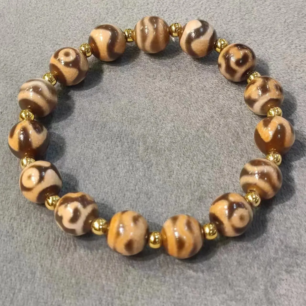 1pcs/lot natural multi-pattern old agate dzi round bead bracelet Men's and women's styles Ethnography Handmade amulet jewelry