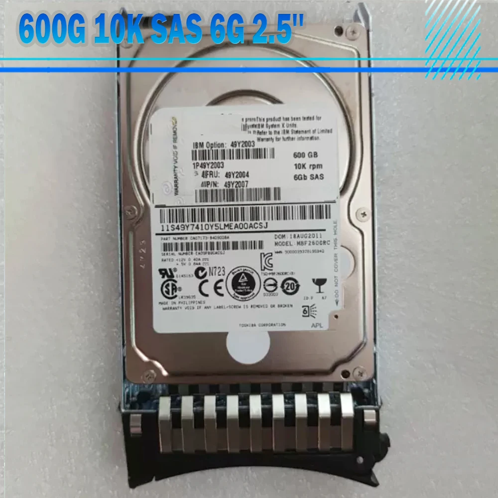 

For IBM 49Y2004 49Y2003 49Y2007 600G 10K SAS 6G 2.5'' X3650 M3 M4 Server Hard Disk