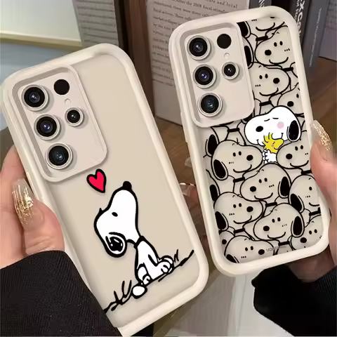 Lovely S-Snoopy Soft Silicone Case For Samsung Galaxy S23 S24 S25 Ultra S22 S21 S20 Plus FE A15 A35 A54 A55 5G Shockproof Cover