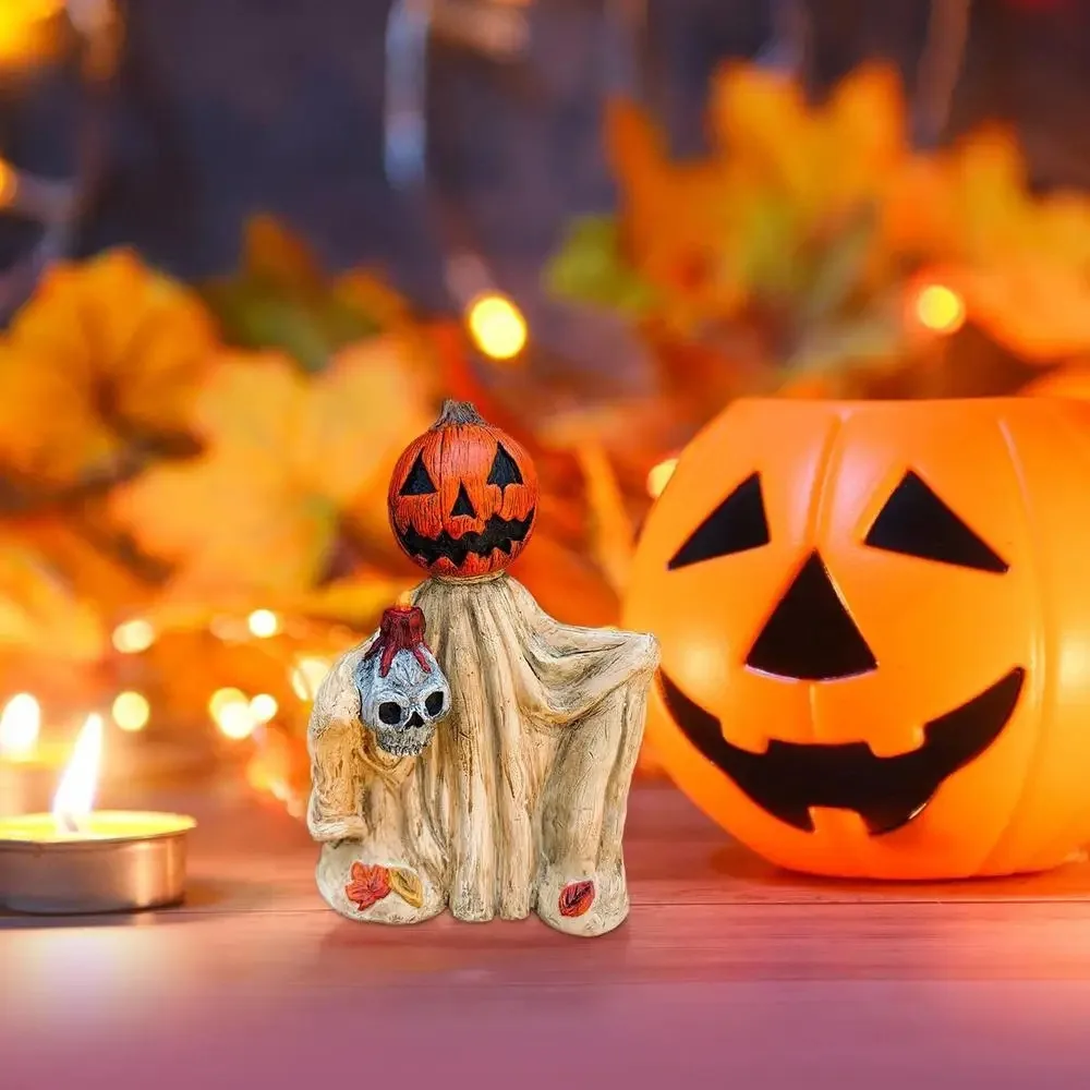 

Pumpkin Halloween Miniature Ornament Resin Skull Horror Craft Miniature Ornament Pumpkin Spooky Pumpkin Ghost Ghost Figurines