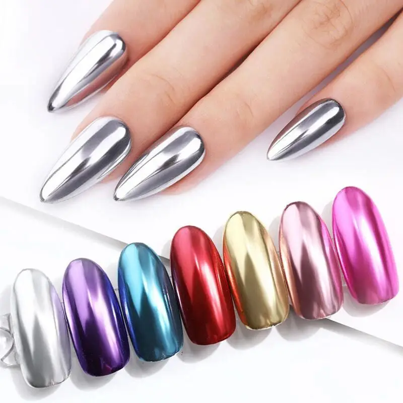 

1 баночка металлической зеркальной хромированной пудры для ногтей, голографический лазерный глиттер-пигмент для ногтей, УФ-гель-лак, зеркальная пудра для маникюра, декор для ногтей