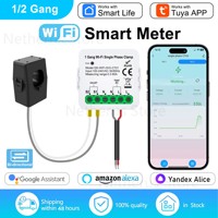 Tuya Smart Life WiFi Digital Energy Meter 80A with CT Clamp Sensor App Real-time Monitor Power Consumption 110V 240V 50/60Hz