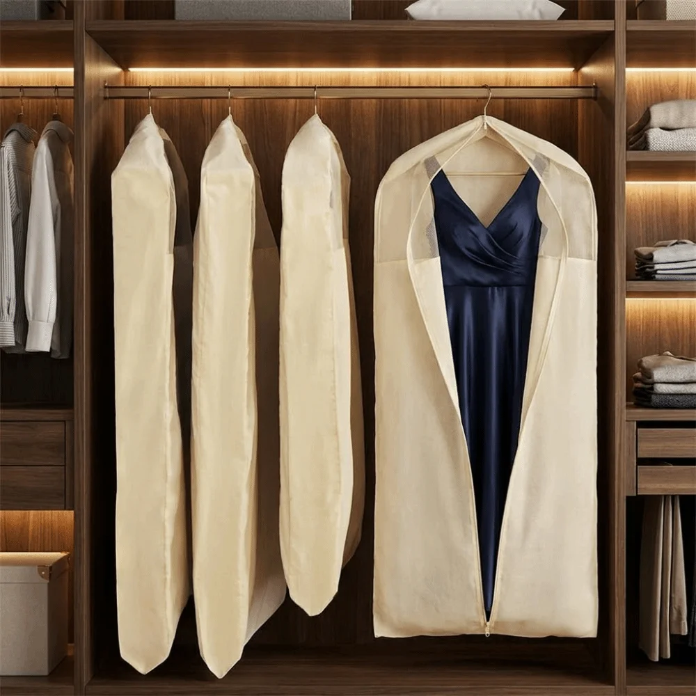 Cotton Linen Clothes Dust Cover Visible Thickened Suit Cover Storage Bag Breathable Dust-proof Garment Bag Cover for Home
