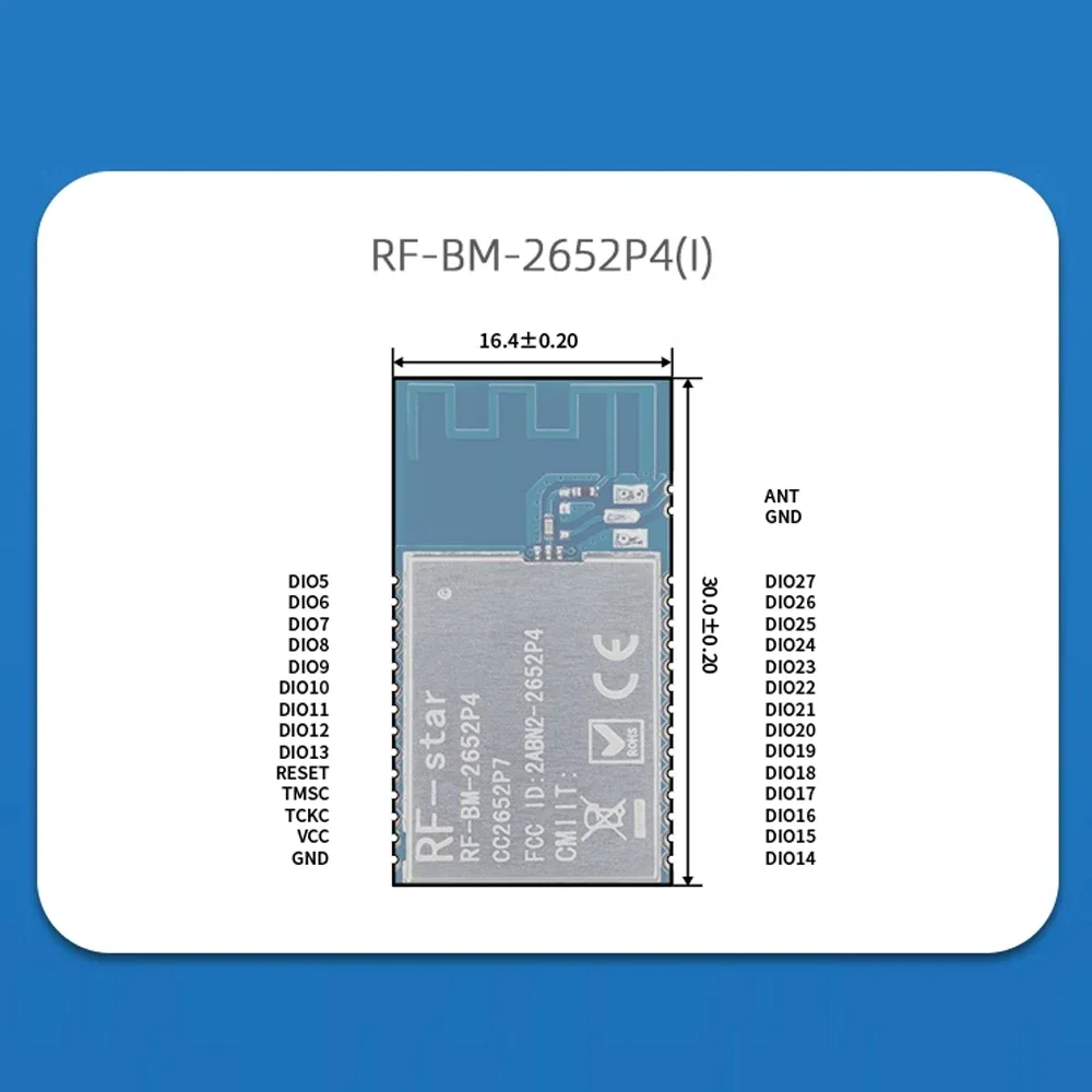 DMM Multi-Protocol Manager Low Power 2.4 GHz 20dBm BLE Transceiver Supporting Matter Over Thread ZigBee CC2652P7 Wireless Module