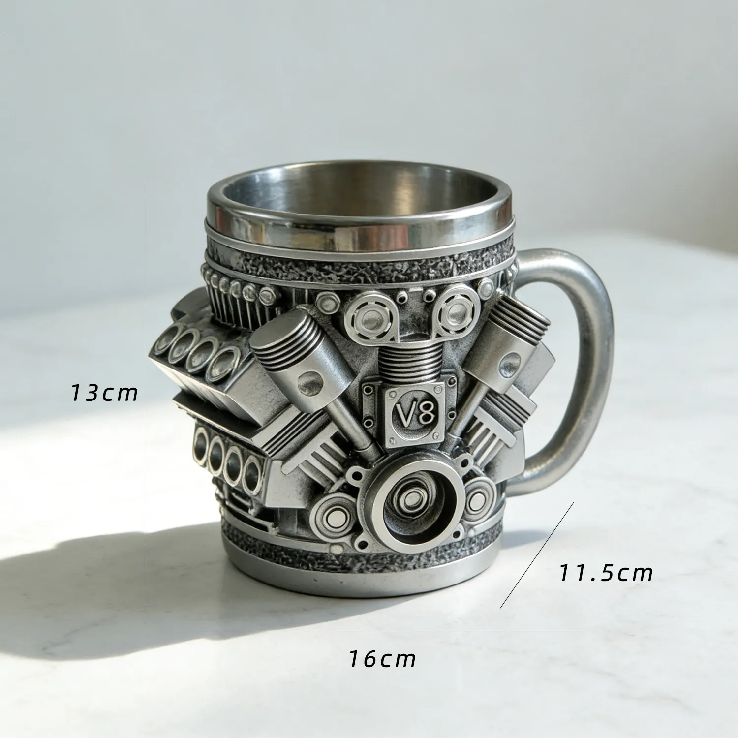 

Персонализированная кофейная кружка из нержавеющей стали с изолированной ручкой для двигателей V8 – идеальный подарок для автолюбителей и механиков на день рождения