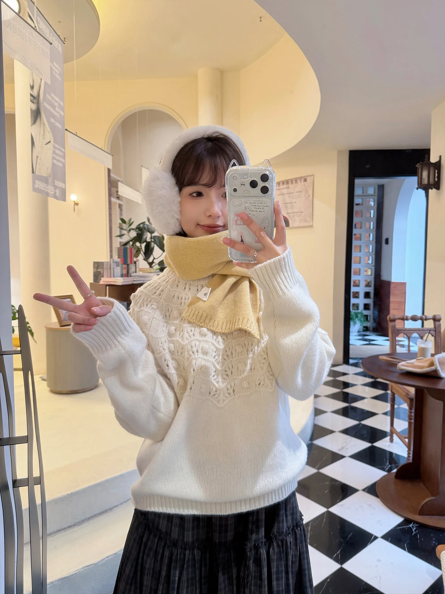 

Вязаный шерстяной свитер-пальто MOR Initial Snow ручной работы, свободного кроя, для женщин, теплый и комфортный, на весну, осень и зиму