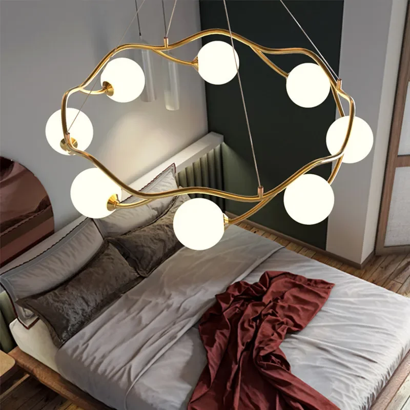 Nordic creative personality living room light bedroom ring ring chandelier fashion clothing store restaurant simple export lamp