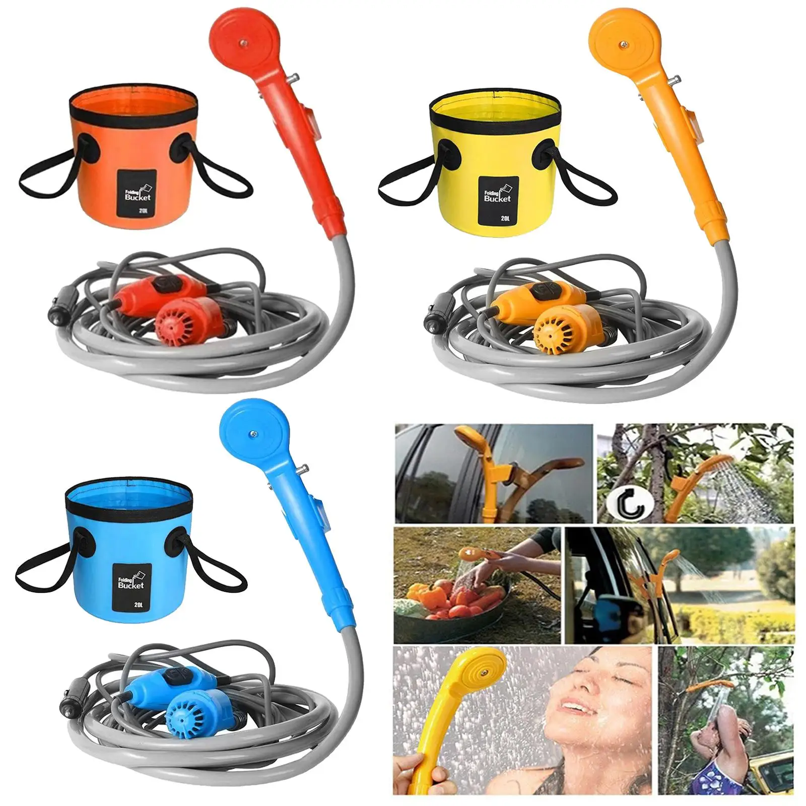 Portable Outdoor Handheld Camping 20L Foldable PVC Bucket Container