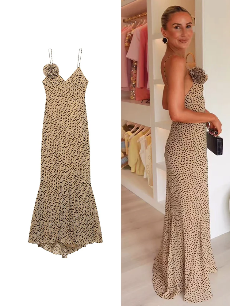 TFMLN المرأة العميق الخامس الرقبة نقطة فستان ماكسي بلا أكمام حبال يزين طويل مساء حفلة كلوبوير مثير عارية الذراعين فساتين أنيقة