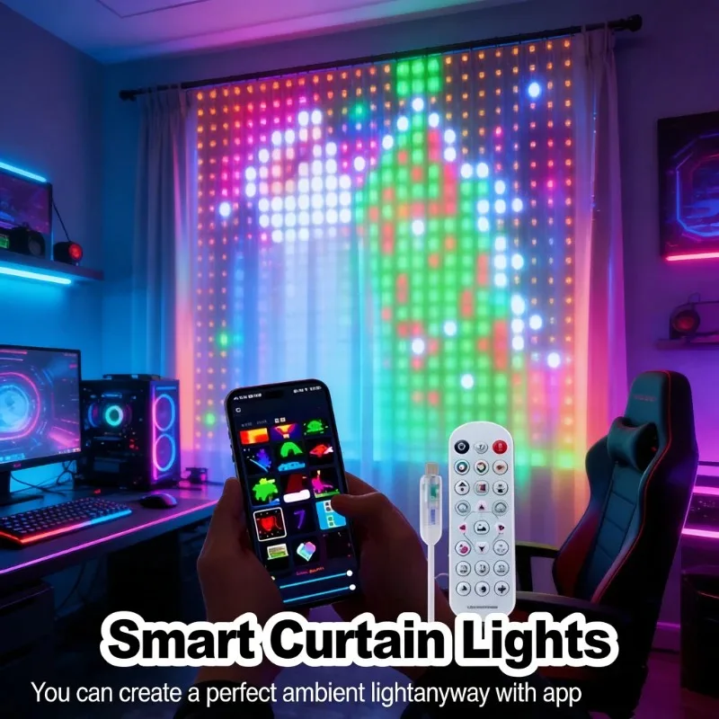 400LED LED Curtain Lights, Smart Music Sync Fairy String Lights for Bedroom Christmas Party Decor