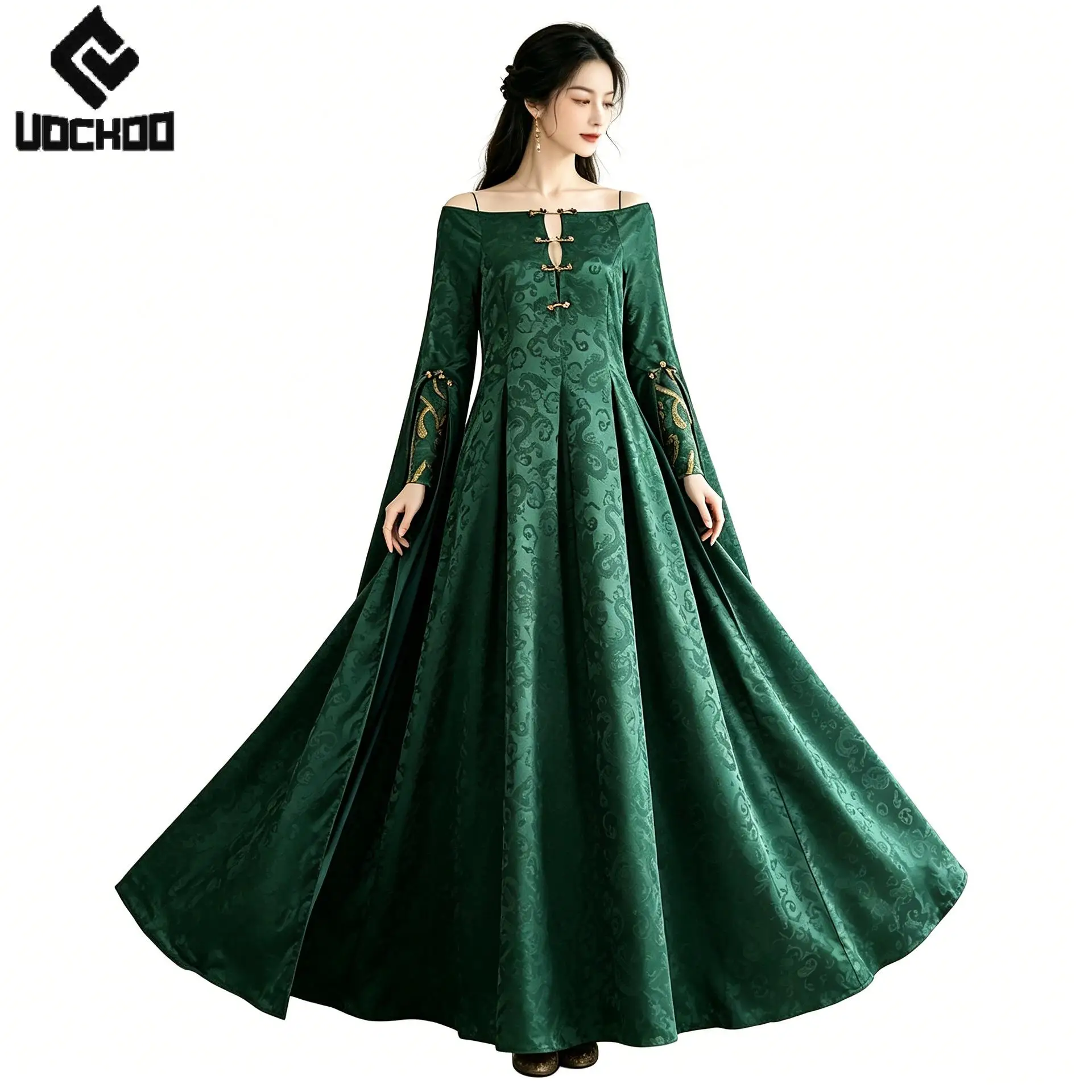 Disfraz de Alicia Hightower de Juego de Tronos, Traje de Reina Madre, Vestido Largo Verde Medieval para Mujer, Disfraces de Halloween
