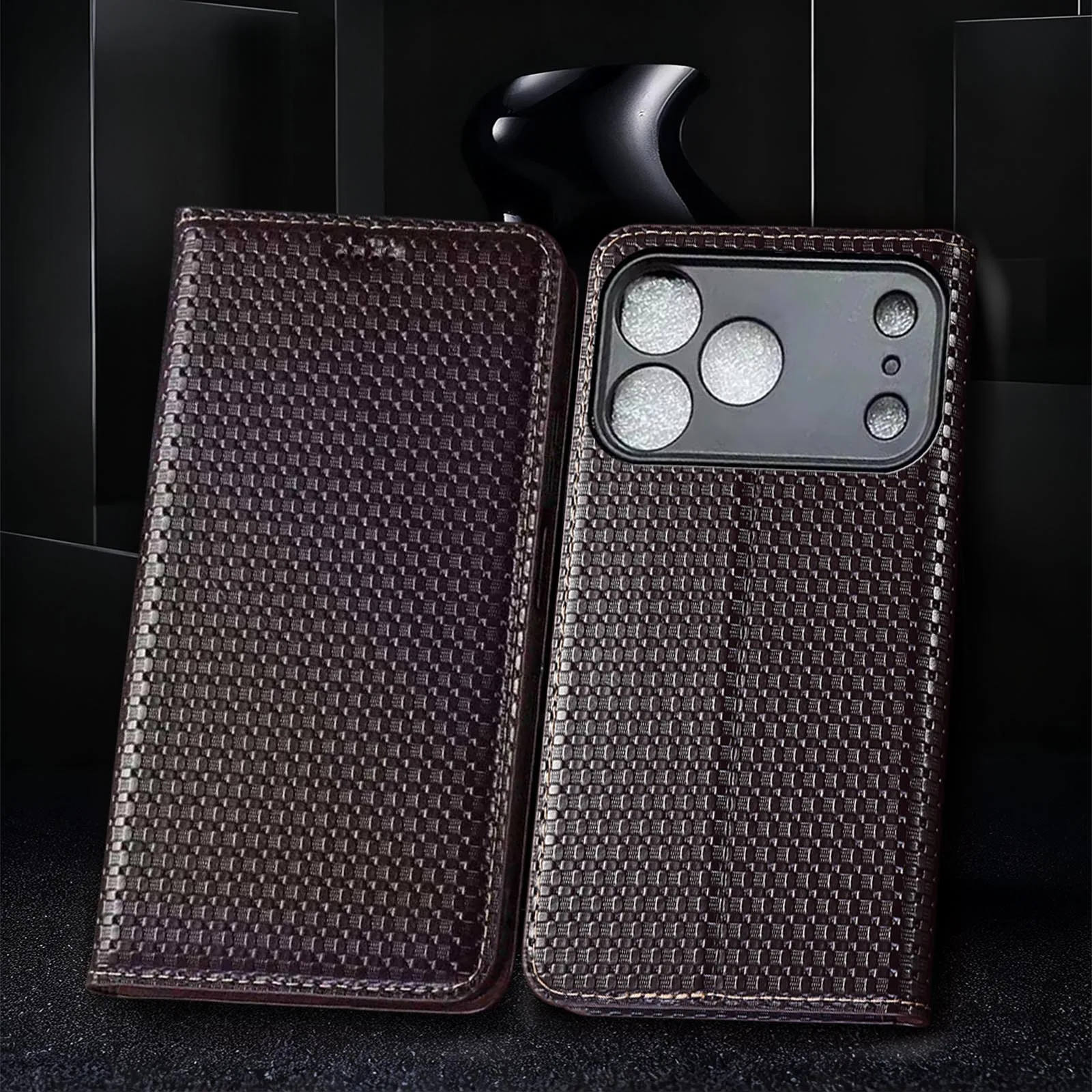 

Для Apple iphone 11 12 13 14 15 16 16e 17 Pro Max Plus Air Mini Grass Mat Pattern Натуральная кожа Кошелек-раскладушка для телефона из воловьей кожи