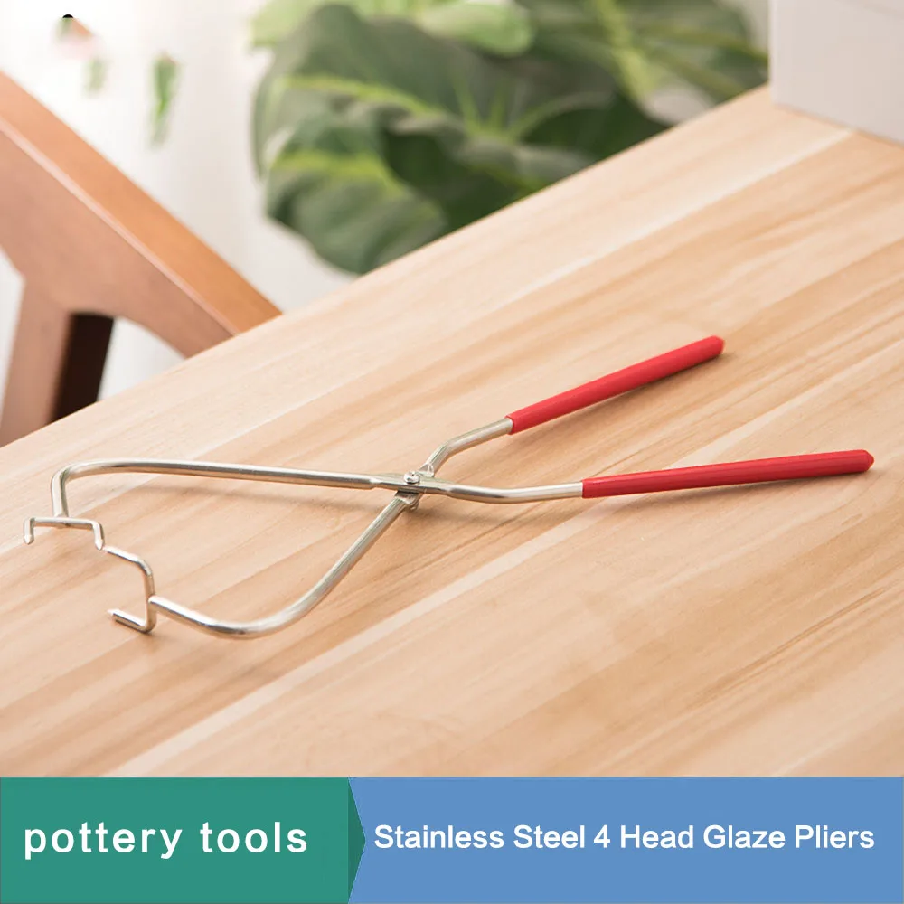 Pottery Tools Red X-Shaped Glazing Tongs Clay Glazing Dip Glazing Tools Straight Handle Glazing Clips for Small Objects