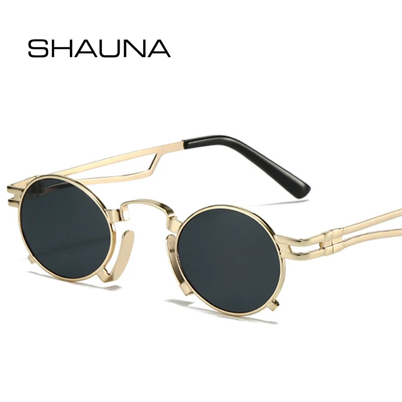 

SHAUNA Retro Small Oval Sunglasses Women Fashion Irregular Metal Frame Men Punk Shades UV400 Red Yellow Sun Glasses