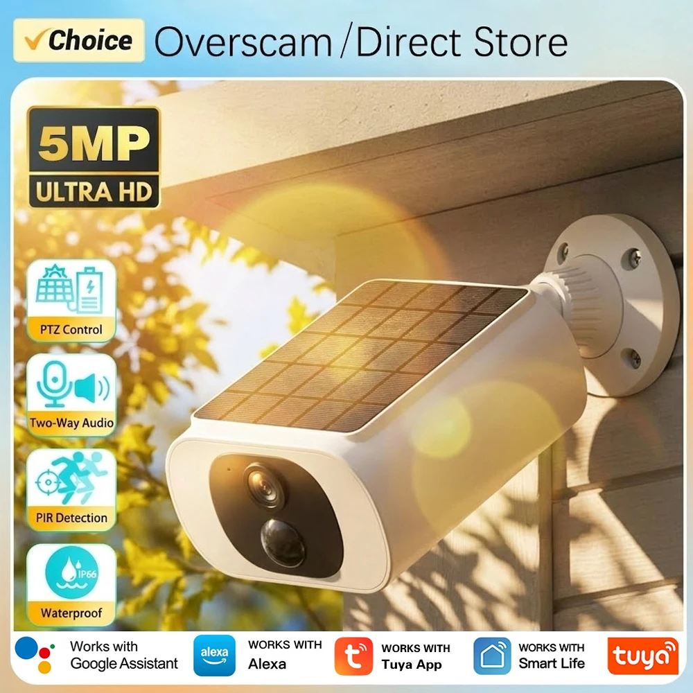 Solar Tuya Bullet Security Battery Powered WiFi CCTV Surveillance Security IP Camera APP/Alexa/Google Home Monitoring Smartlife