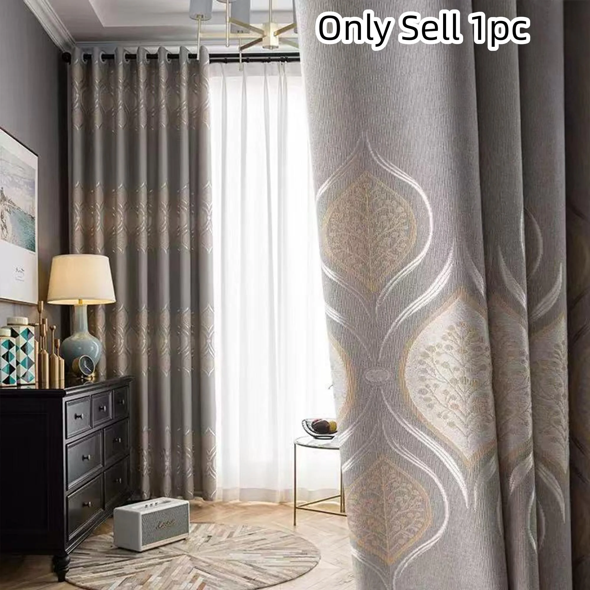 1pc Modern Minimalist Luxury Curtain, Thick Fabric, Hole Design, Light Blocking, Insulating,  for Modern Home Decor, Livingroom