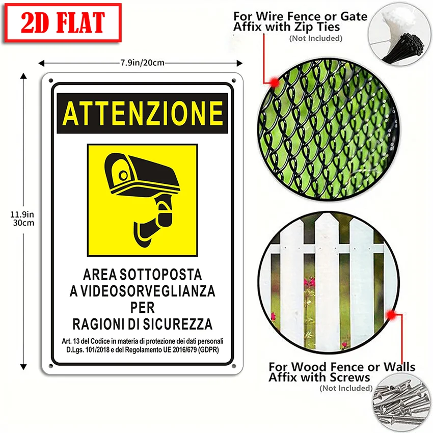 1pc Aluminum Video Surveillance Sign, 30x20cm, Waterproof & UV-Resistant, Black with White Text, 