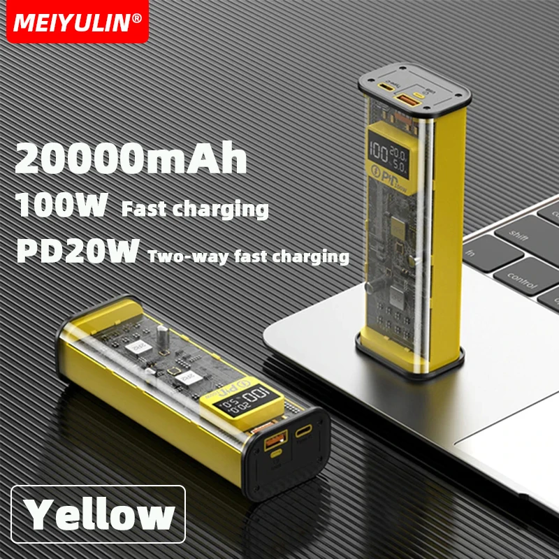 100W Large Capacity Power Bank 20000mAh PD20W USB C Fast Charging Portable External Battery Charger For iPhone 15 Xiaomi Samsung