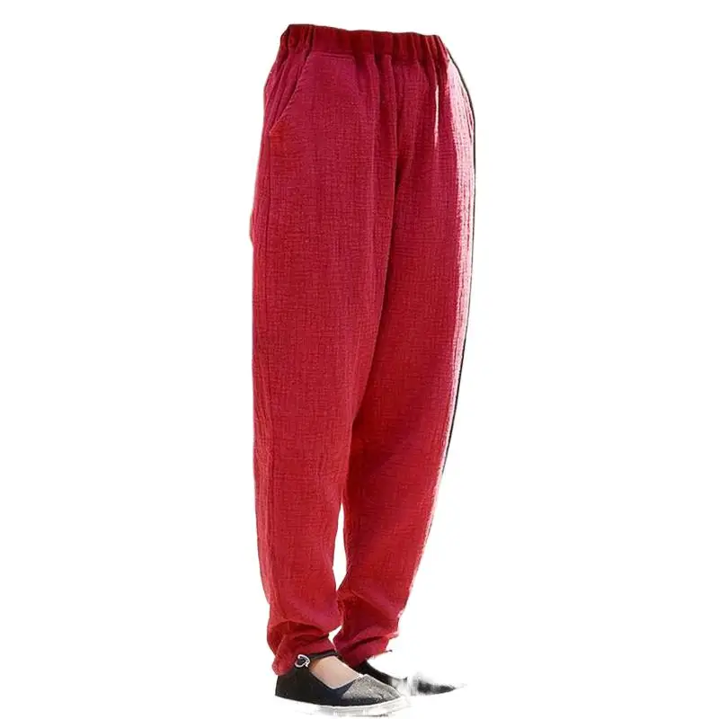 

Брюки женские из хлопка и льна, повседневные свободные штаны-карандаш, однотонные длинные брюки с фотоэлементом, лето-осень