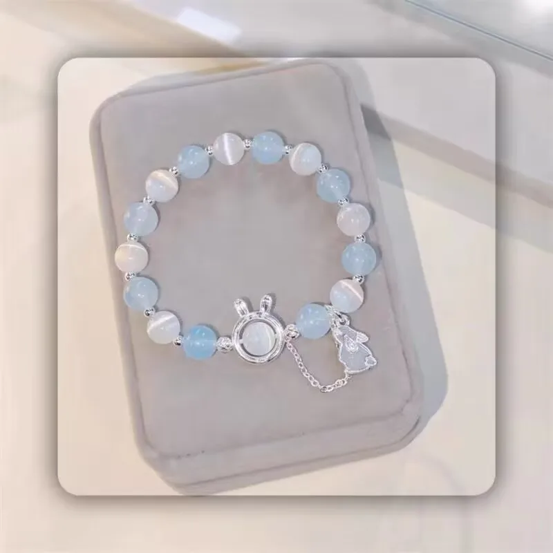 Design Sinn Fuchs Perlen Armband für Frauen Licht Luxus Blau Kristall Quaste Feder Armband Ästhetischen Harajuku Schmuck Geschenke – Detail 13