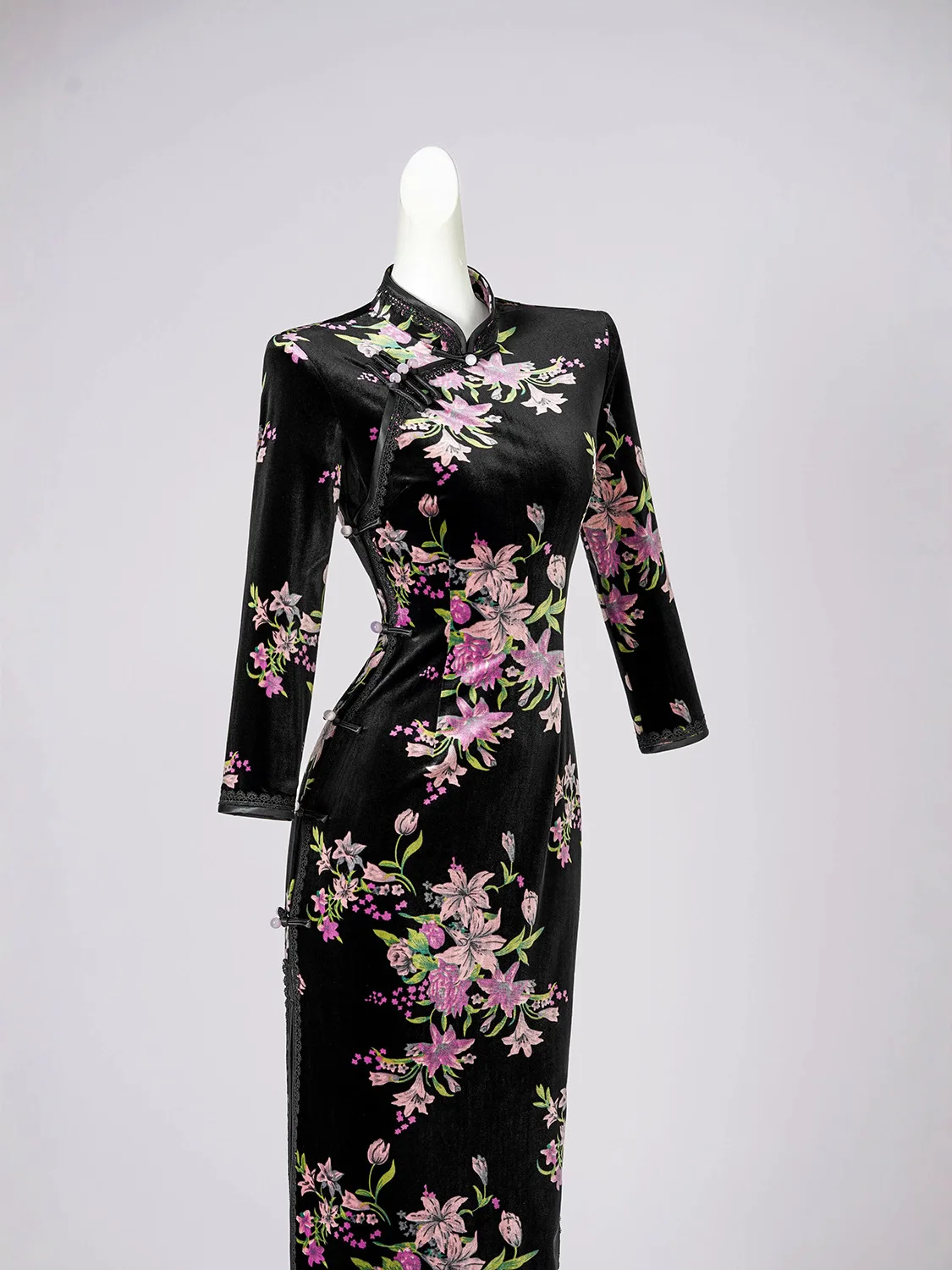 

Осеннее традиционное платье Ципао с воротником-стойкой, бархатное платье в китайском стиле, новинка 2025 года, женское платье Cheongsam