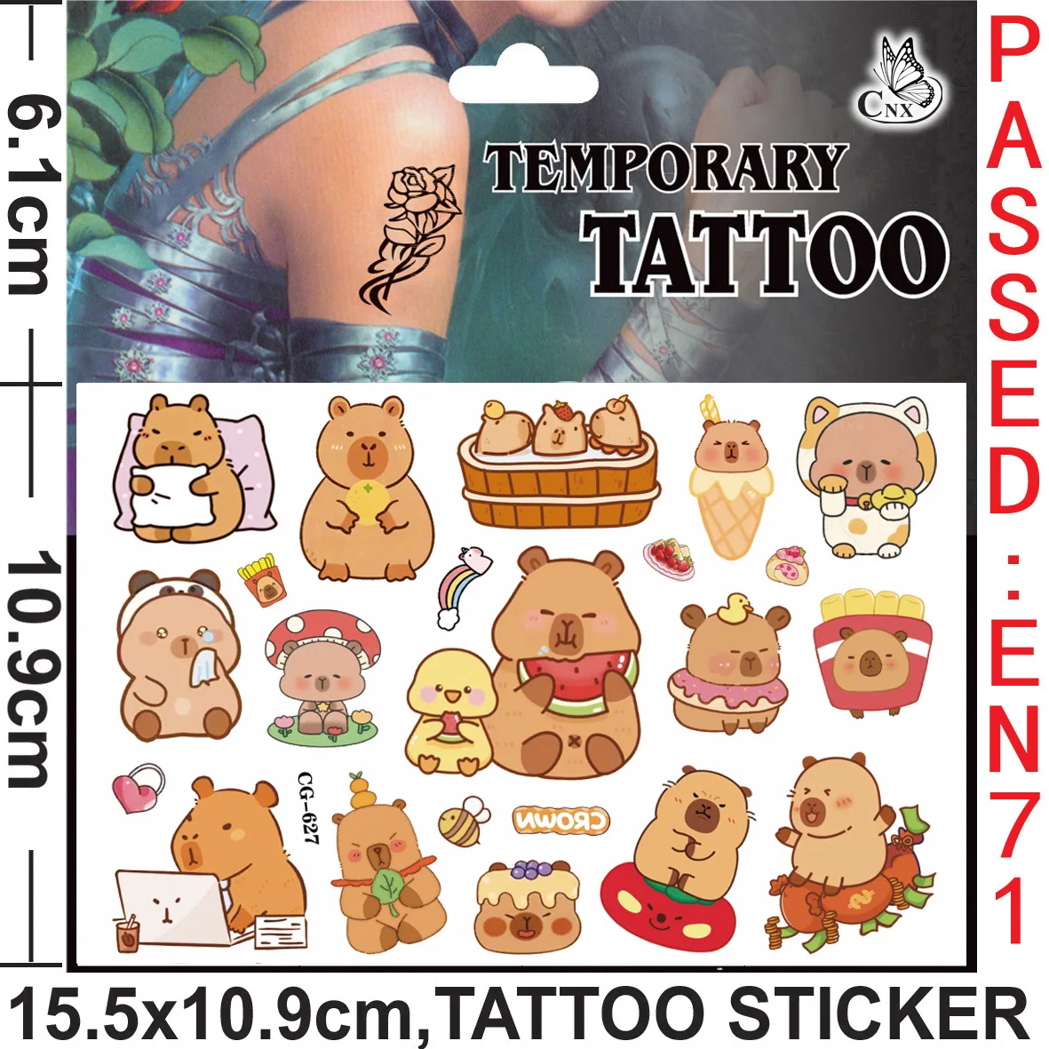 Cartoon Capybara Toys Tattoo Sticker  Anime Stickers Toys for Children Boys Sticker  Toys for Girls Laptop Sticker Pack