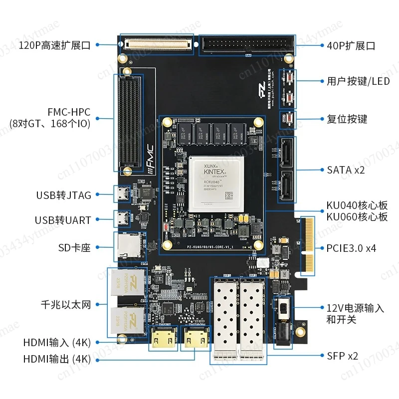 XCKU040 XCKU060 Kintex UltraScale FPGA Development Board PCIE FMC Interface Development Mainboard