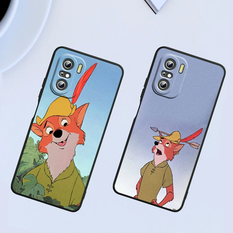 Disney Robin Hood For Xiaomi Redmi Note 13 12 11E 11S 11 11T 10 10S 9 9S Pro Plus 4G 5G Black Phone Case