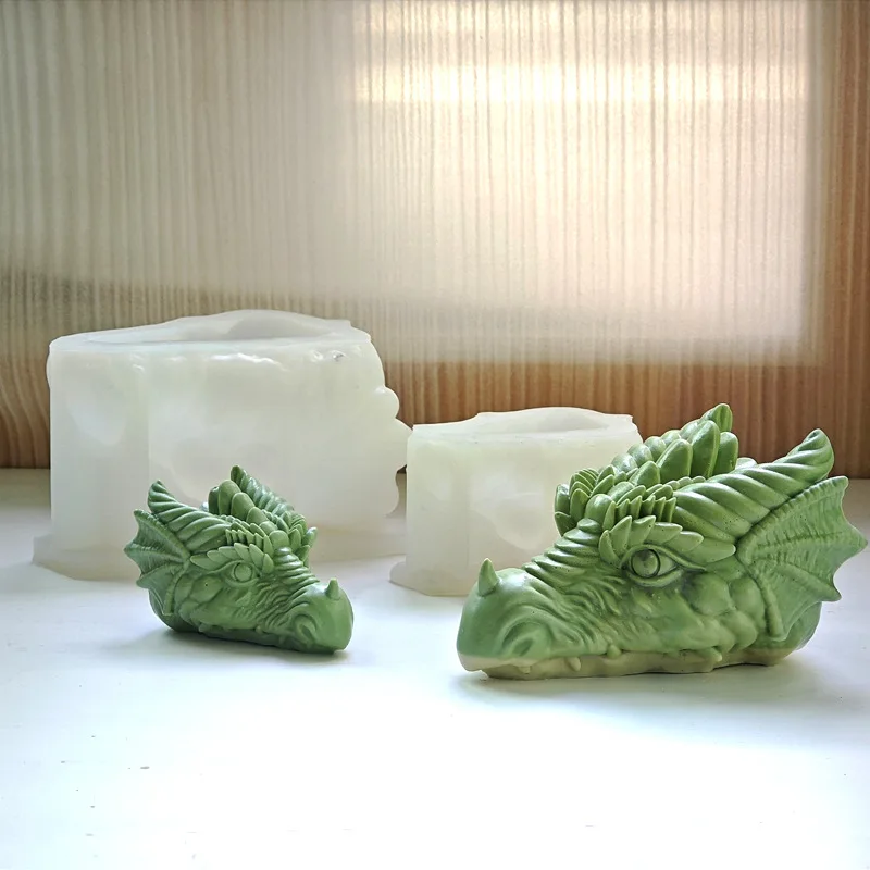 

3D Evil Dragon Head Scented Candle Silicone Mold Diy Gypsum Epoxy Resin Decoration Dragon Cake Tools