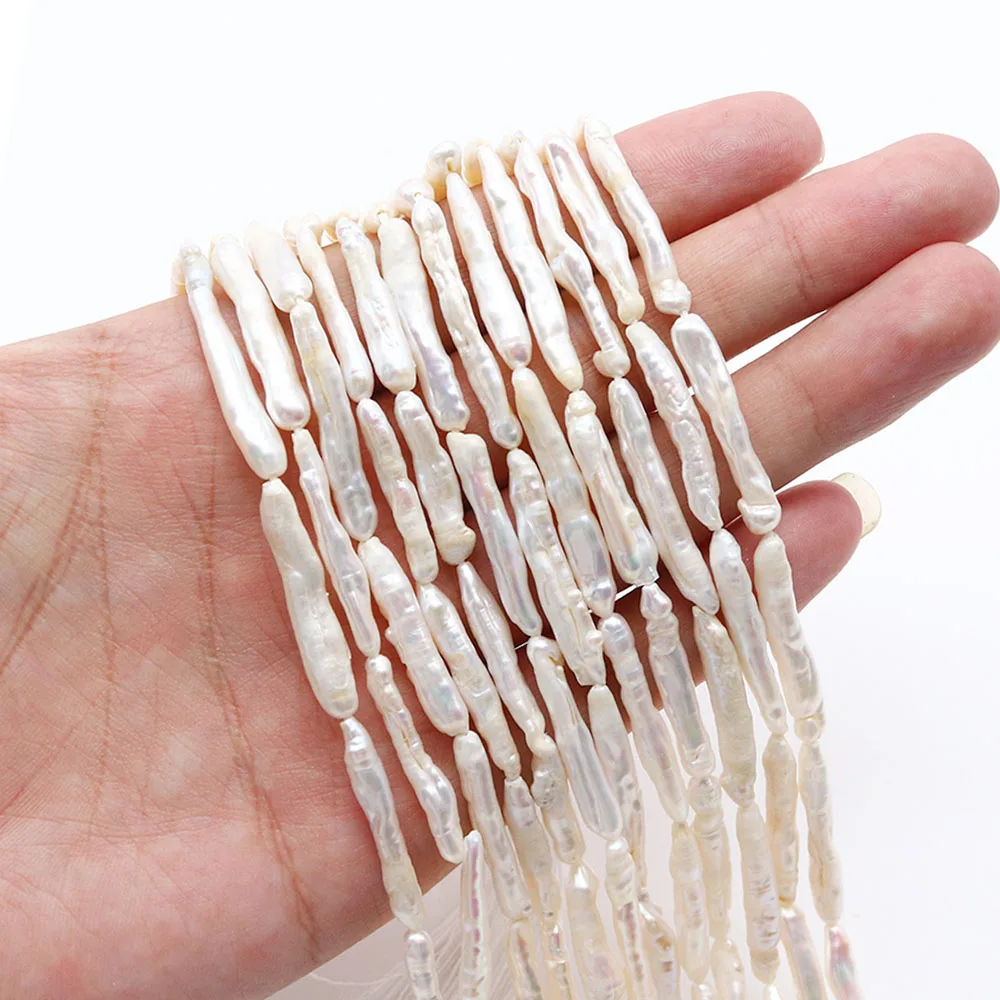 

5-6mm White Baroque Natural Freshwater Pearls Strip Spacer Beads for Jewelry Making DIY Necklace Earrings Bracelets Accessories